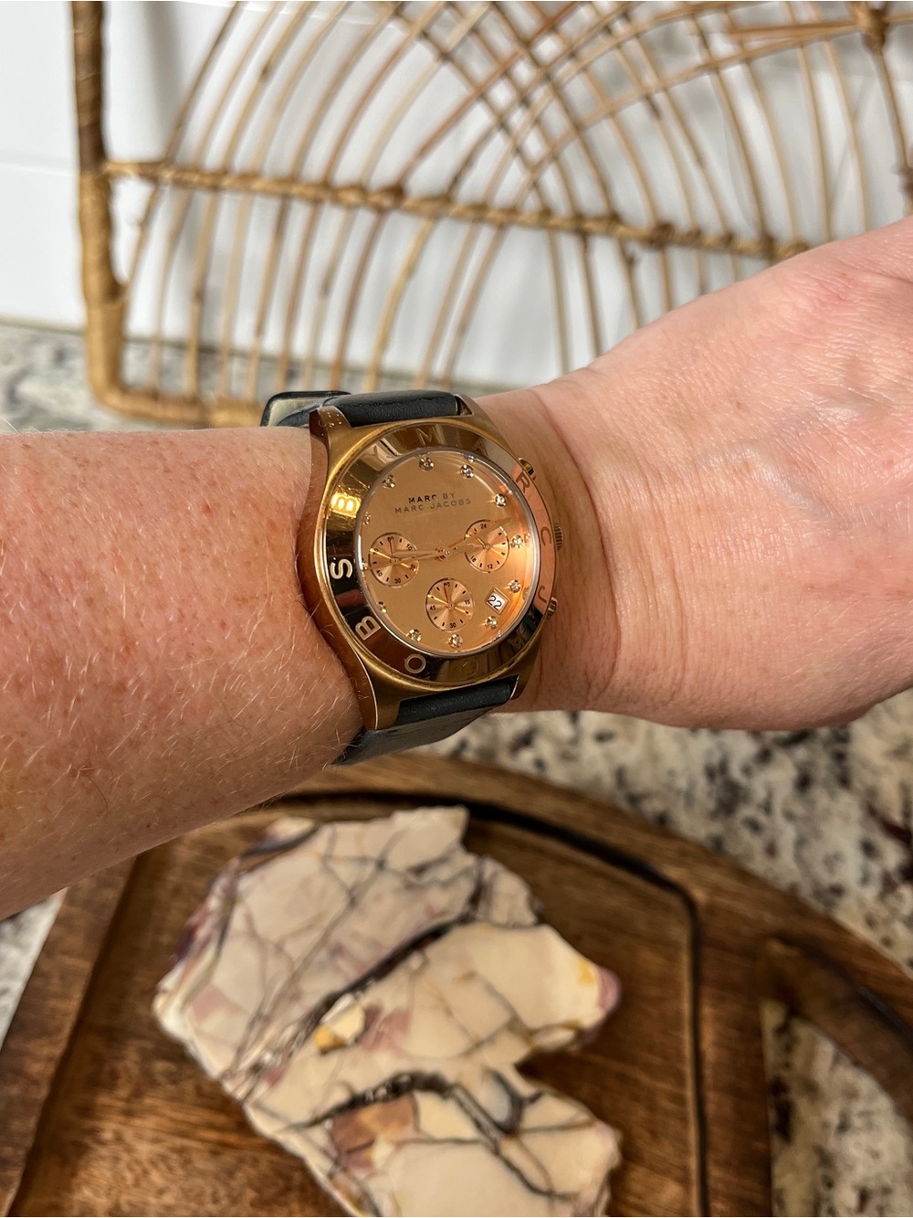 Marc Jacobs Rose Gold-Tone Watch with Black Leather Strap - Picture 7 of 9